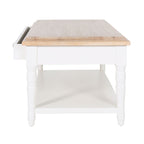 Table Basse Clover 1 Tiroir en Bois Massif Blanc Naturel