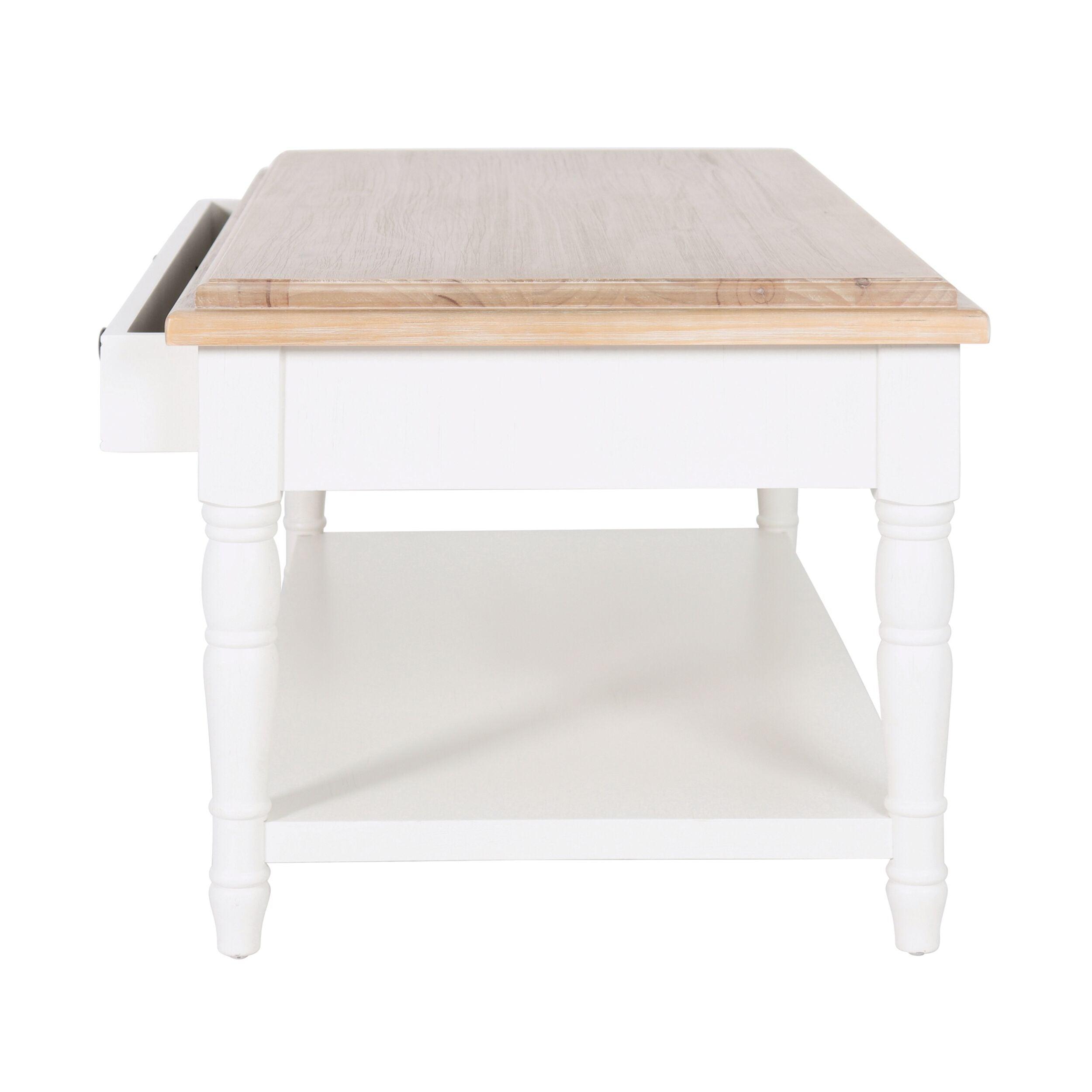 Clover 1 Drawer Solid Timber Coffee Table White Natural