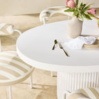 Table à manger d'extérieur Ripple en aluminium courbé blanc 6 places