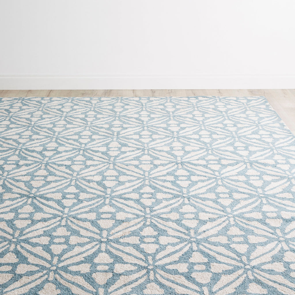 Casablanca Tile Hand Tufted Wool Blend Duckegg Rug 240x300cm