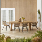 Chaise de salle à manger d'extérieur en osier et rotin naturel