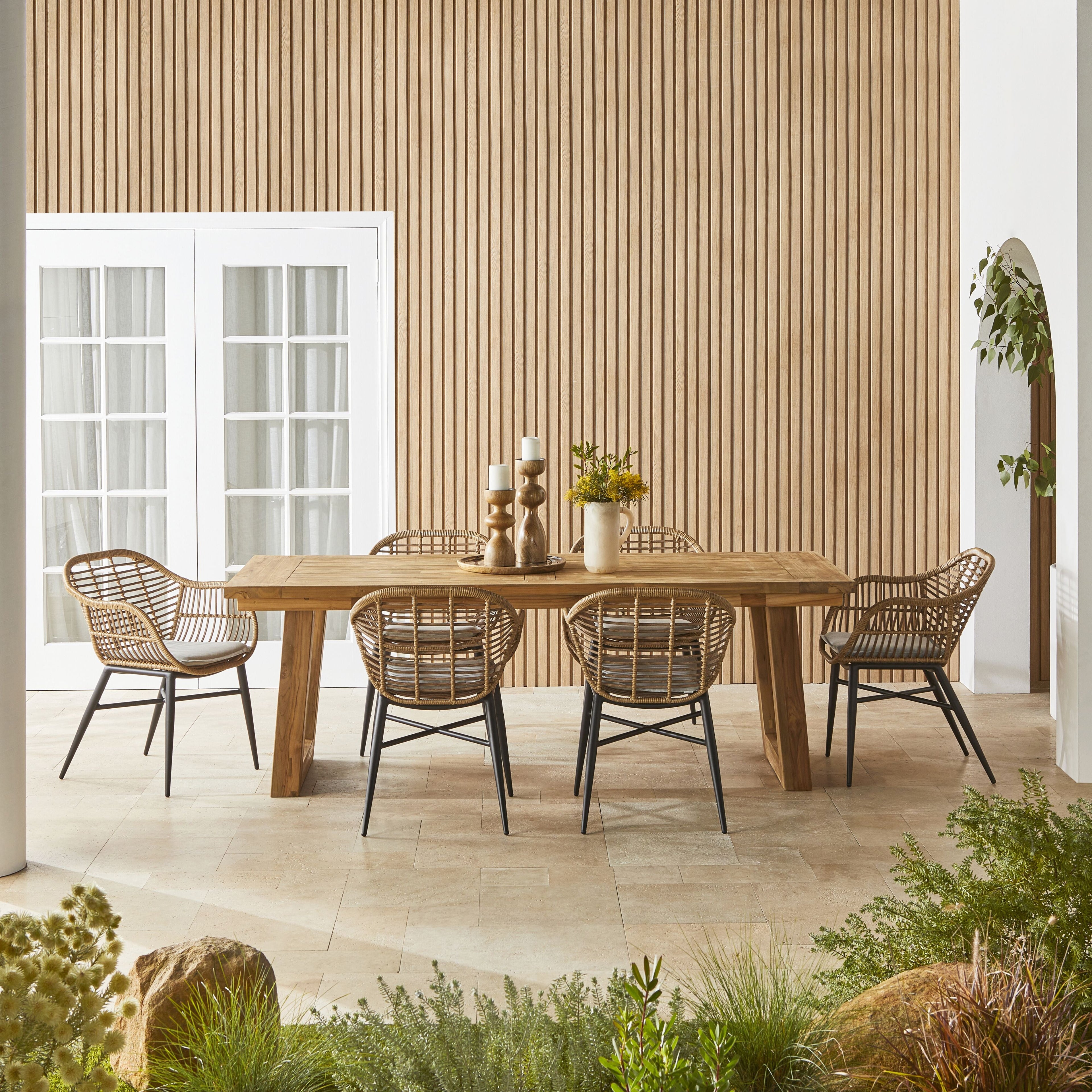 Deck Outdoor Wicker Dining Chair Natural Rattan