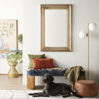 Banc Freya brodé en velours bleu foncé