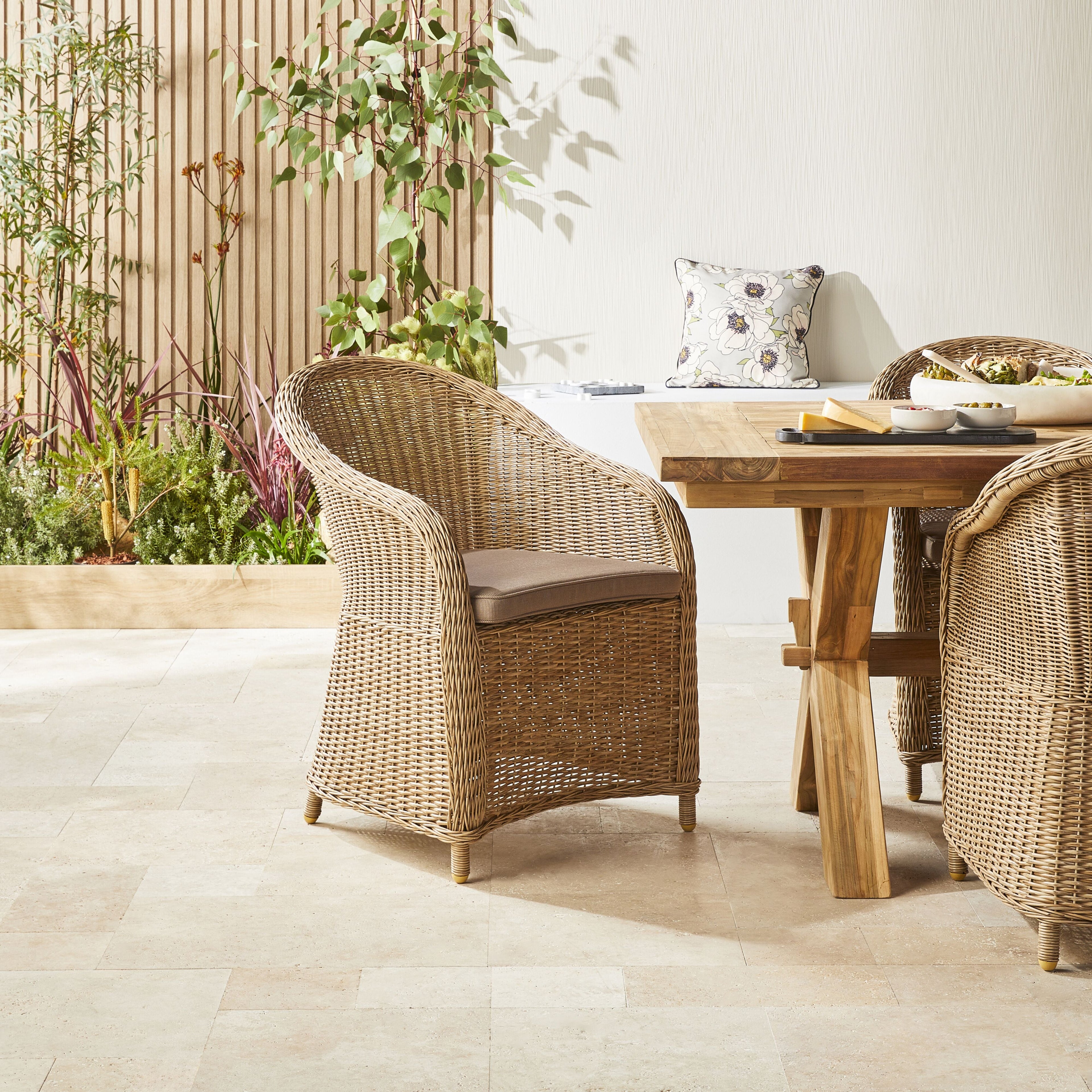 Verdun Outdoor Wicker Dining Chair With Cushion Natural