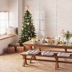 Table à manger en teck recyclé à piètement croisé, bois massif, naturel, 260 cm