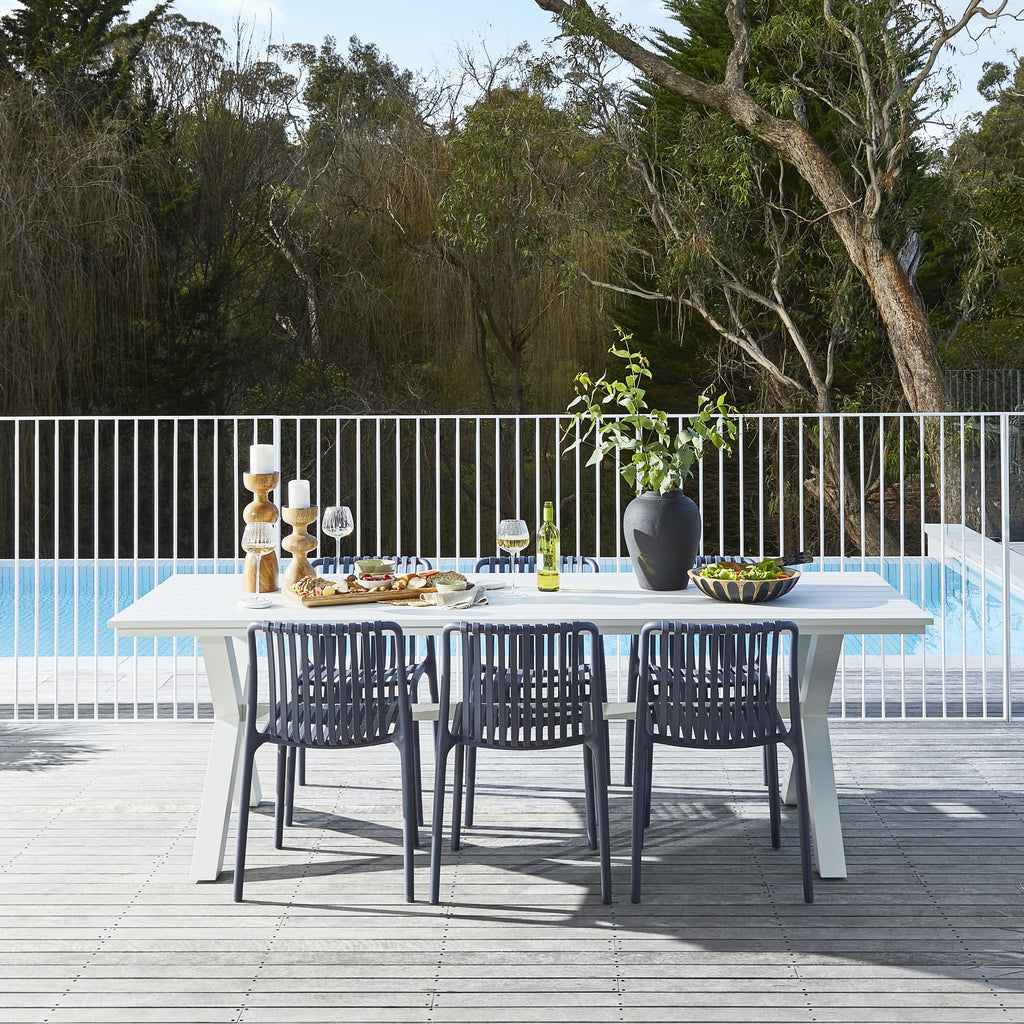 Blake Outdoor Aluminium Dining Table Gloss White 240cm