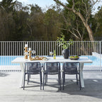 Table à manger d'extérieur Blake en aluminium, blanc brillant, 240 cm