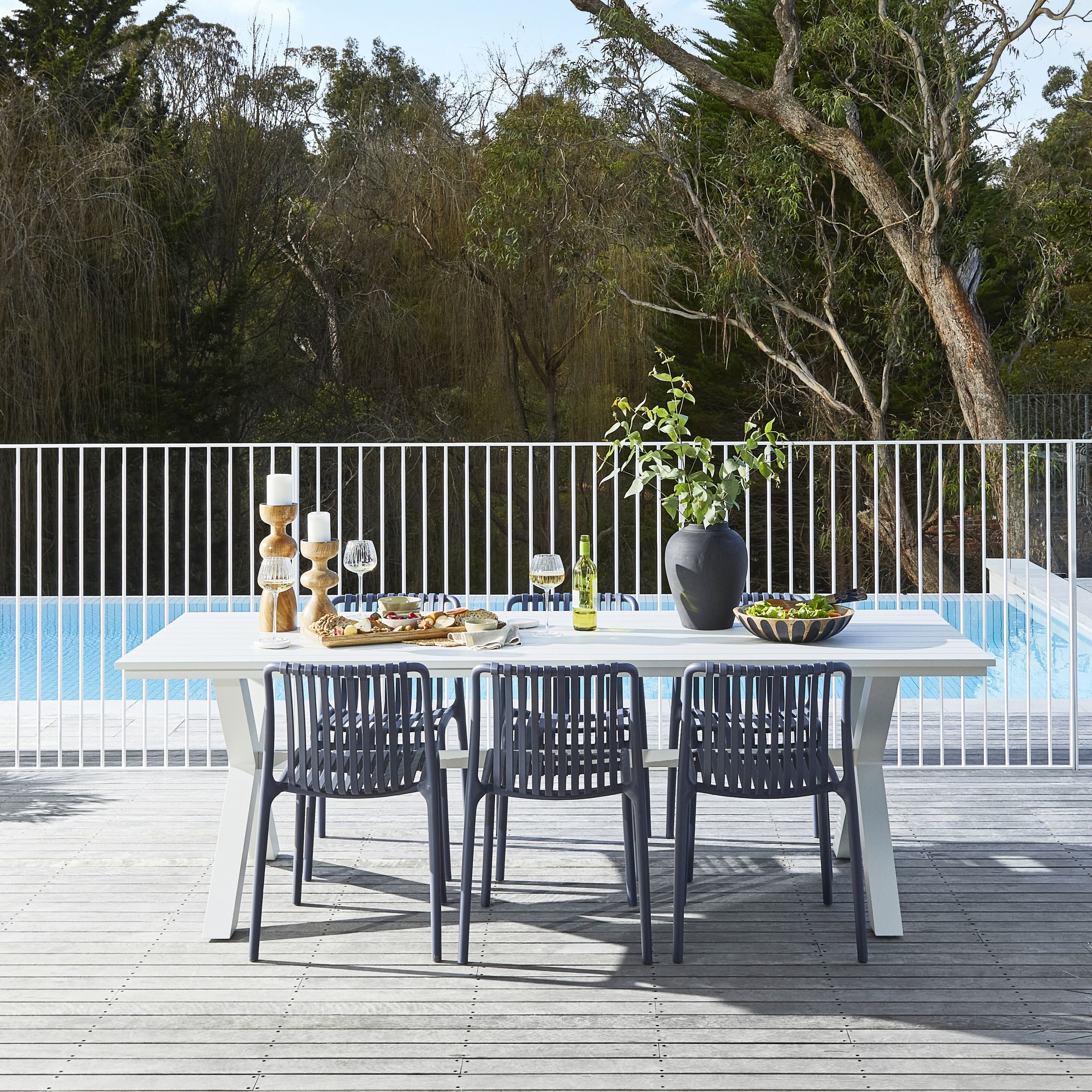 Blake Outdoor Aluminium Dining Table Gloss White 240cm