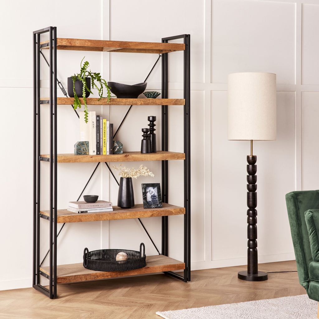 Fulham Mid Century Timber Medium Shelving Unit Natural 200x120cm