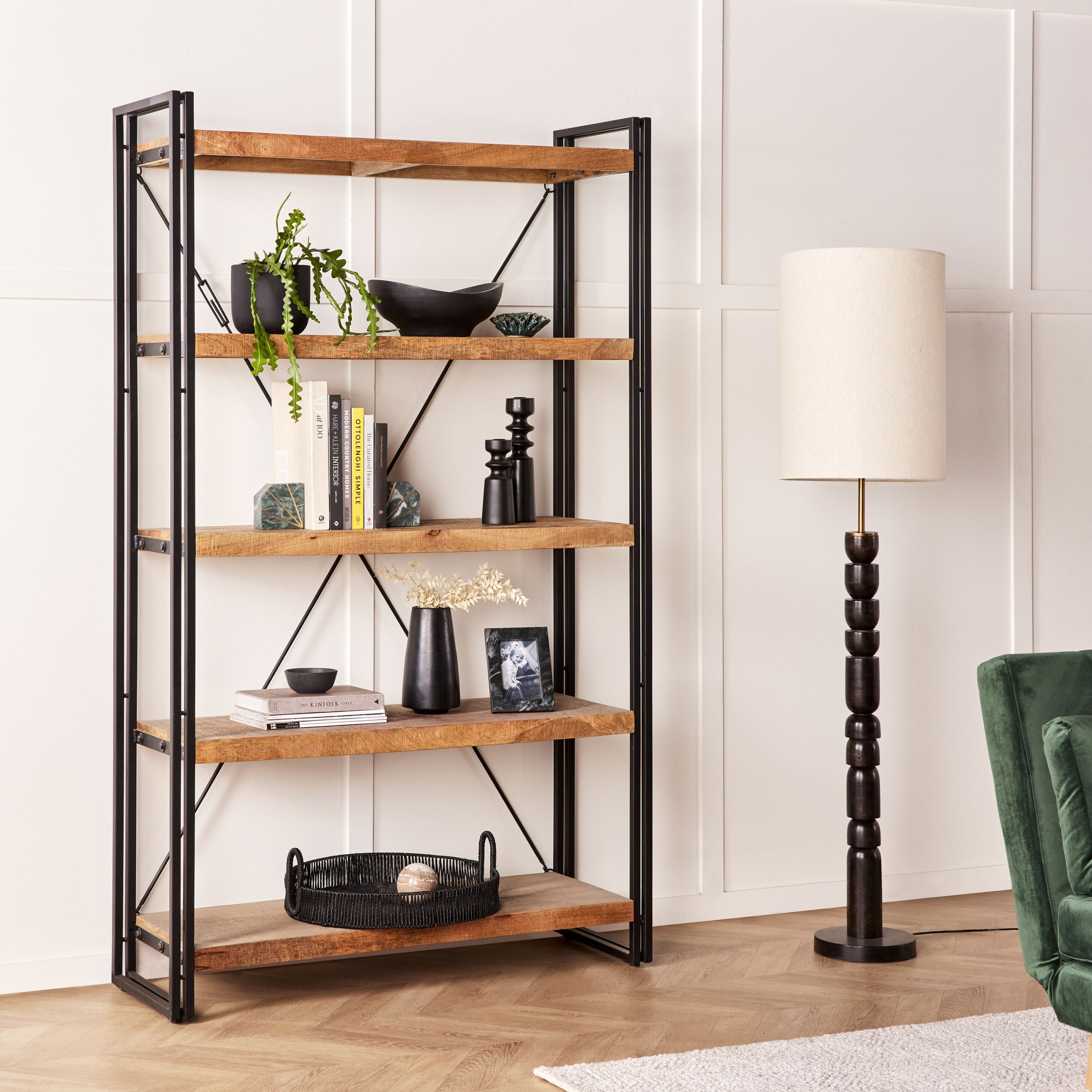 Fulham Mid Century Timber Medium Shelving Unit Natural 200x120cm