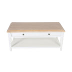 Table Basse Clover 1 Tiroir en Bois Massif Blanc Naturel