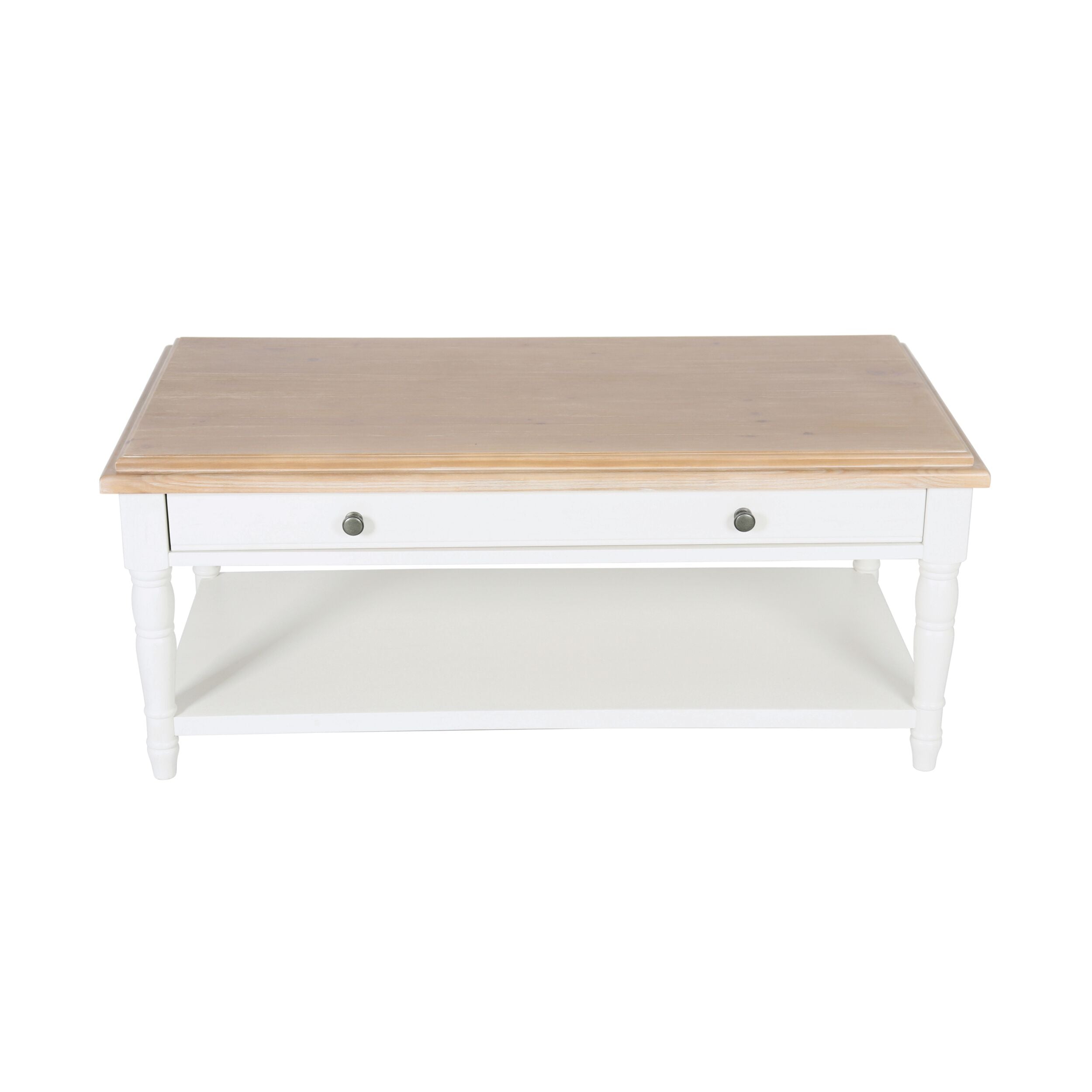 Clover 1 Drawer Solid Timber Coffee Table White Natural