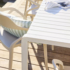 Table à Manger d'Extérieur Kace en Aluminium Brillant Blanc 300cm