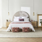 Freya Ottoman brodé velours rose