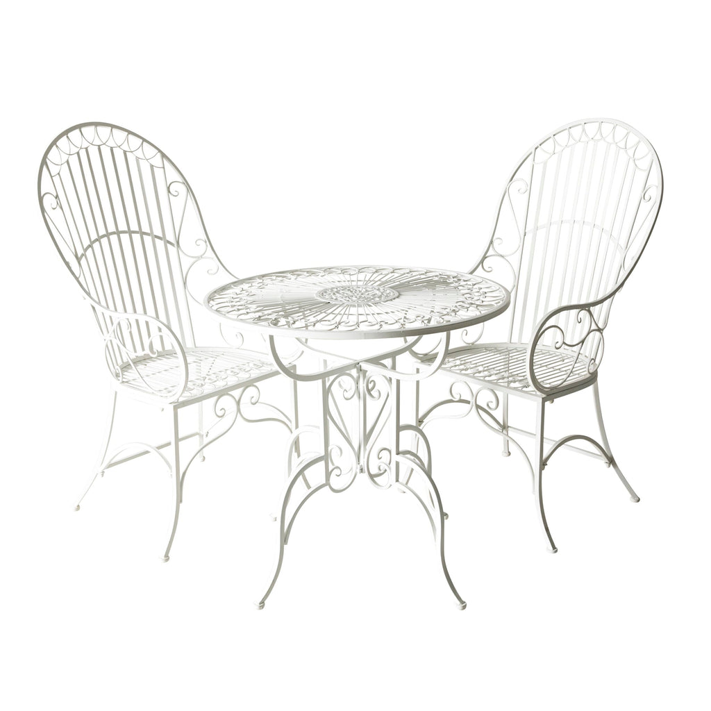 Arles French Bistro Steel Garden Table Gloss White