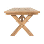 Table à manger en teck recyclé à piètement croisé, bois massif, naturel, 260 cm