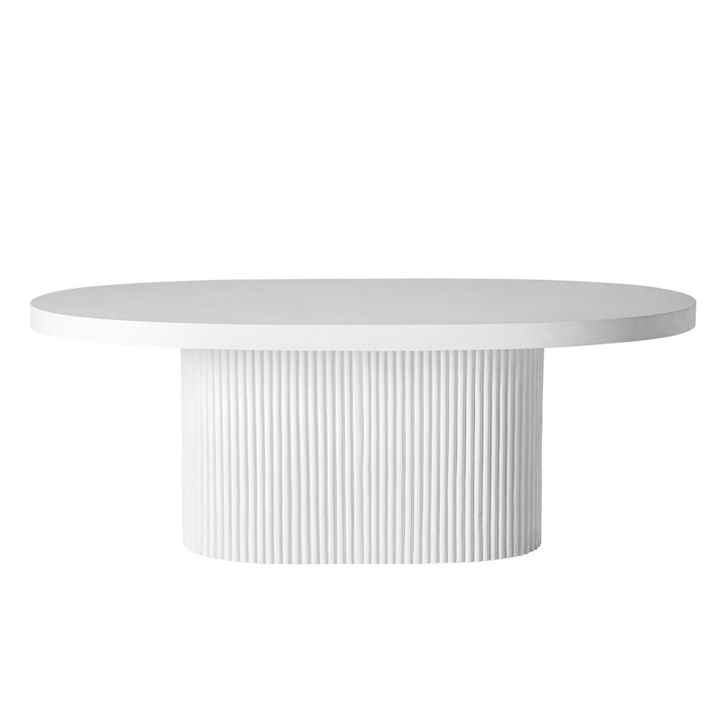 Ripple Curved Aluminium Outdoor Dining Table White 6 Seater