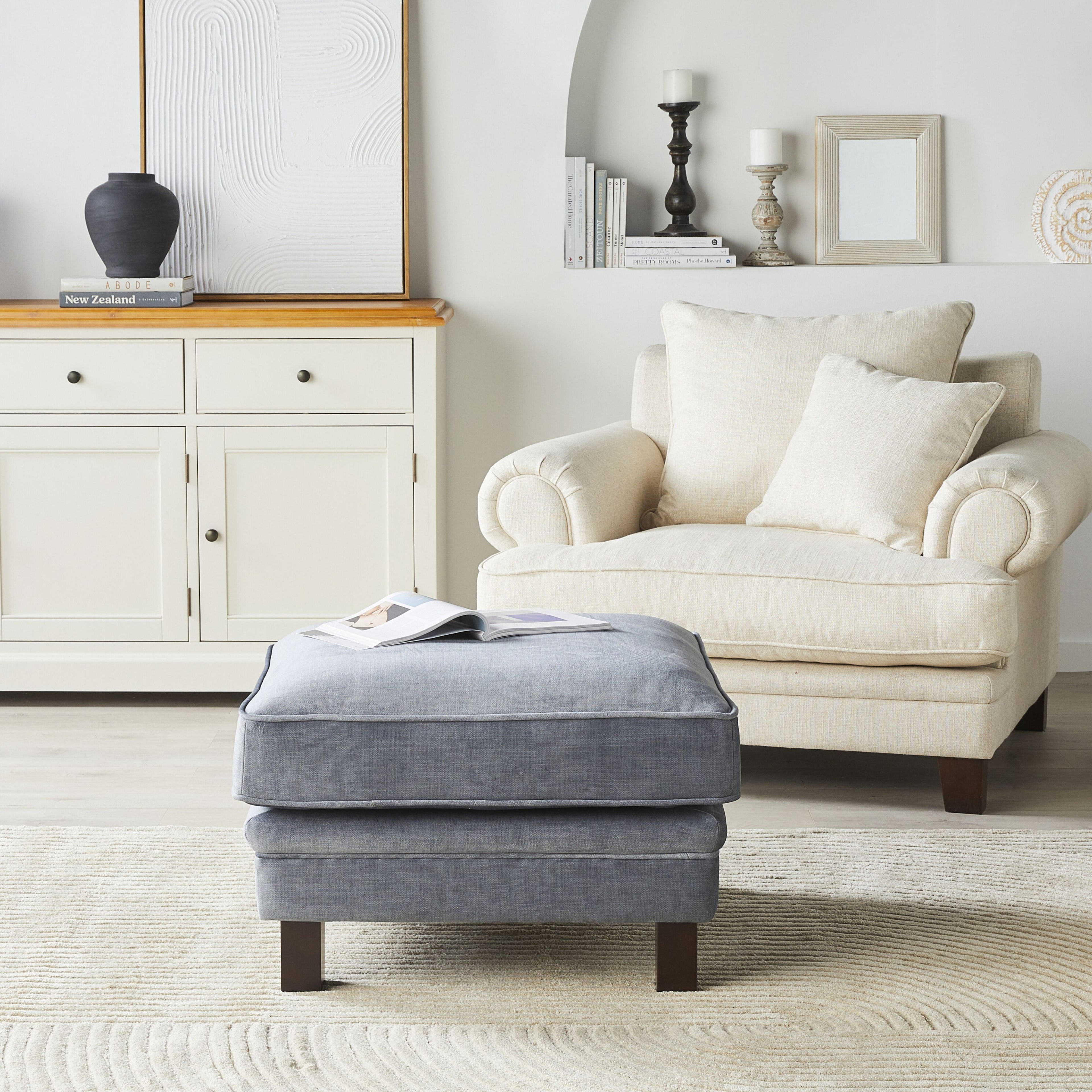 Lisette Velvet Ottoman Aura Storm