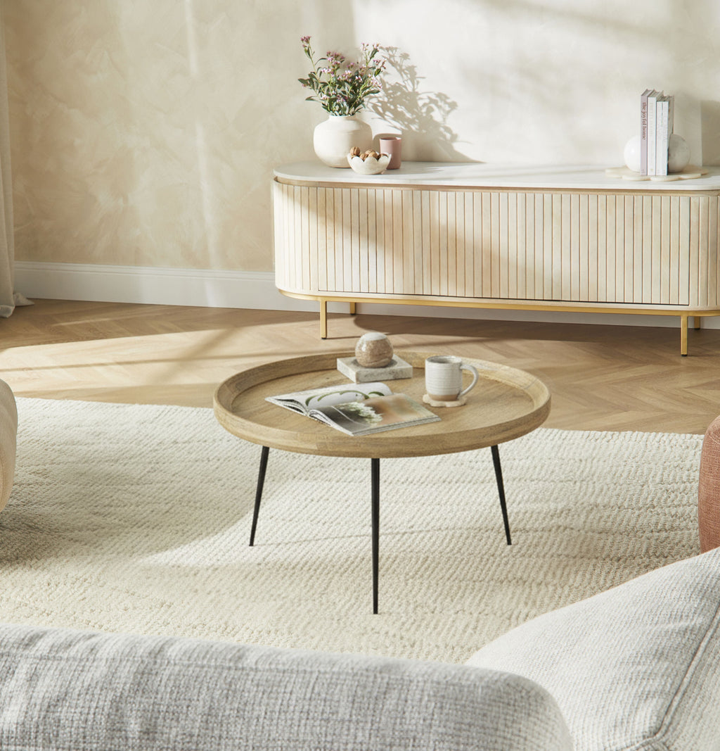 Luna Round Solid Timber Coffee Table Natural Oak