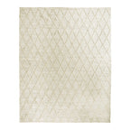 Tapis en laine tissé main, losanges, viscose, crème 240 x 300cm