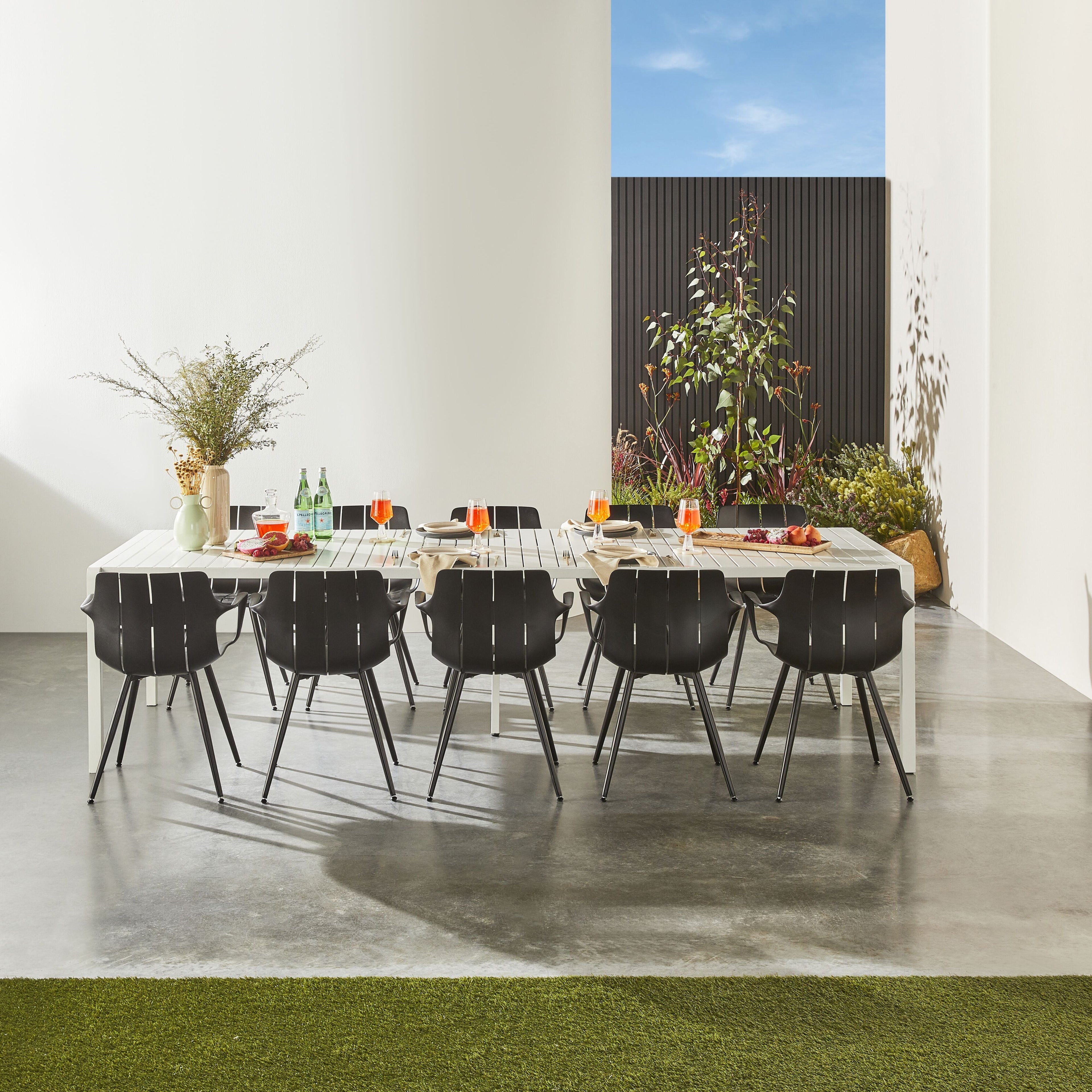 Kace Outdoor Aluminium Dining Table Gloss White 300cm