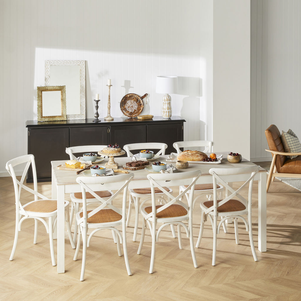 Provincial Cross Back Dining Chair Vintage White