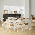 Chaise de salle à manger à dossier croisé Provinciale Blanc Vintage