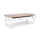 Table Basse Clover 1 Tiroir en Bois Massif Blanc Naturel