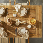 Table à manger en teck recyclé massif avec pieds croisés, finition naturelle, 320 cm