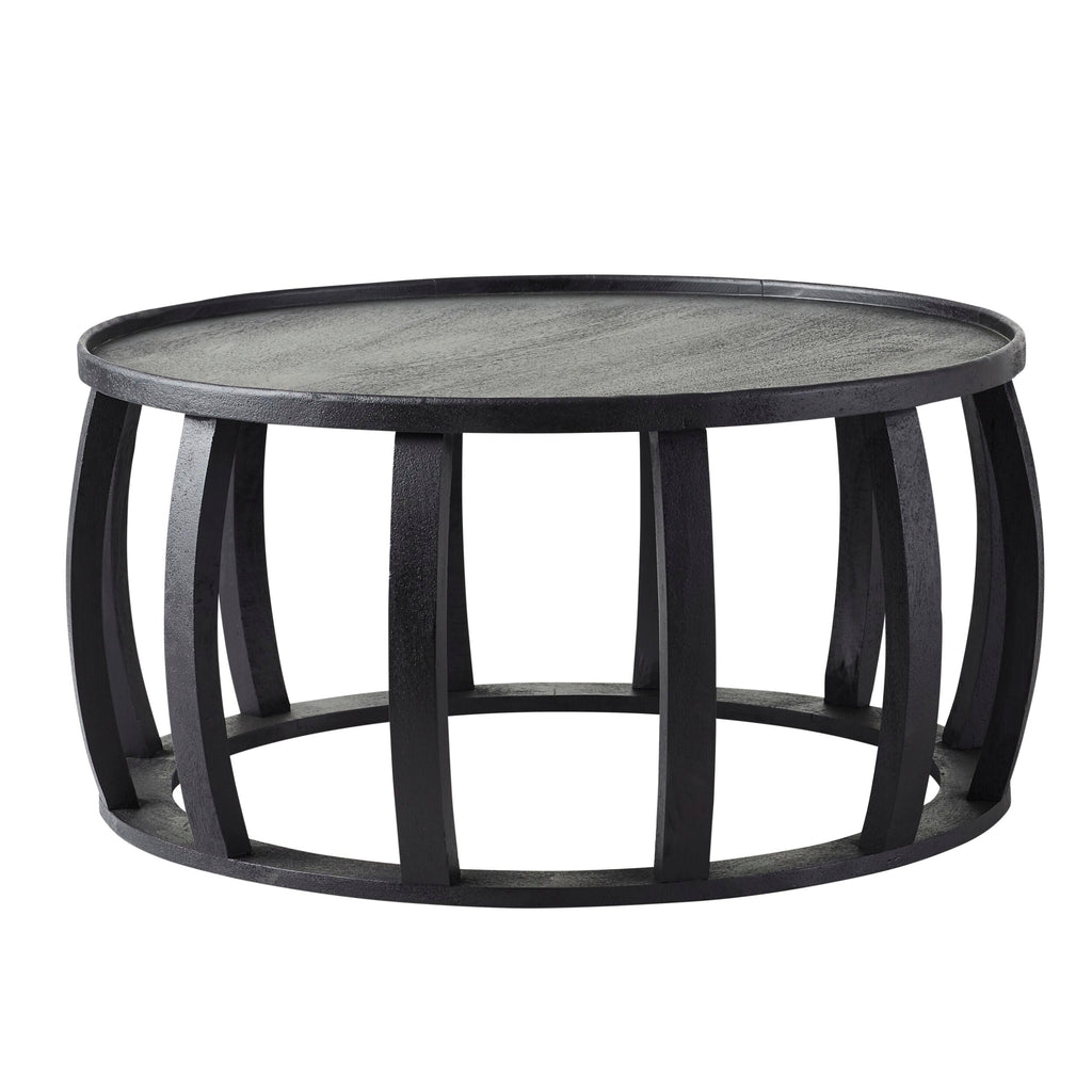 Ink Round Solid Timber Coffee Table Matte Black