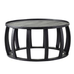 Table basse ronde Ink en bois massif noir mat
