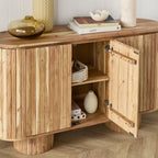 Buffet Kade en bois d'acacia 3 portes | 140 cm | Rainures verticales | Rangement moderne