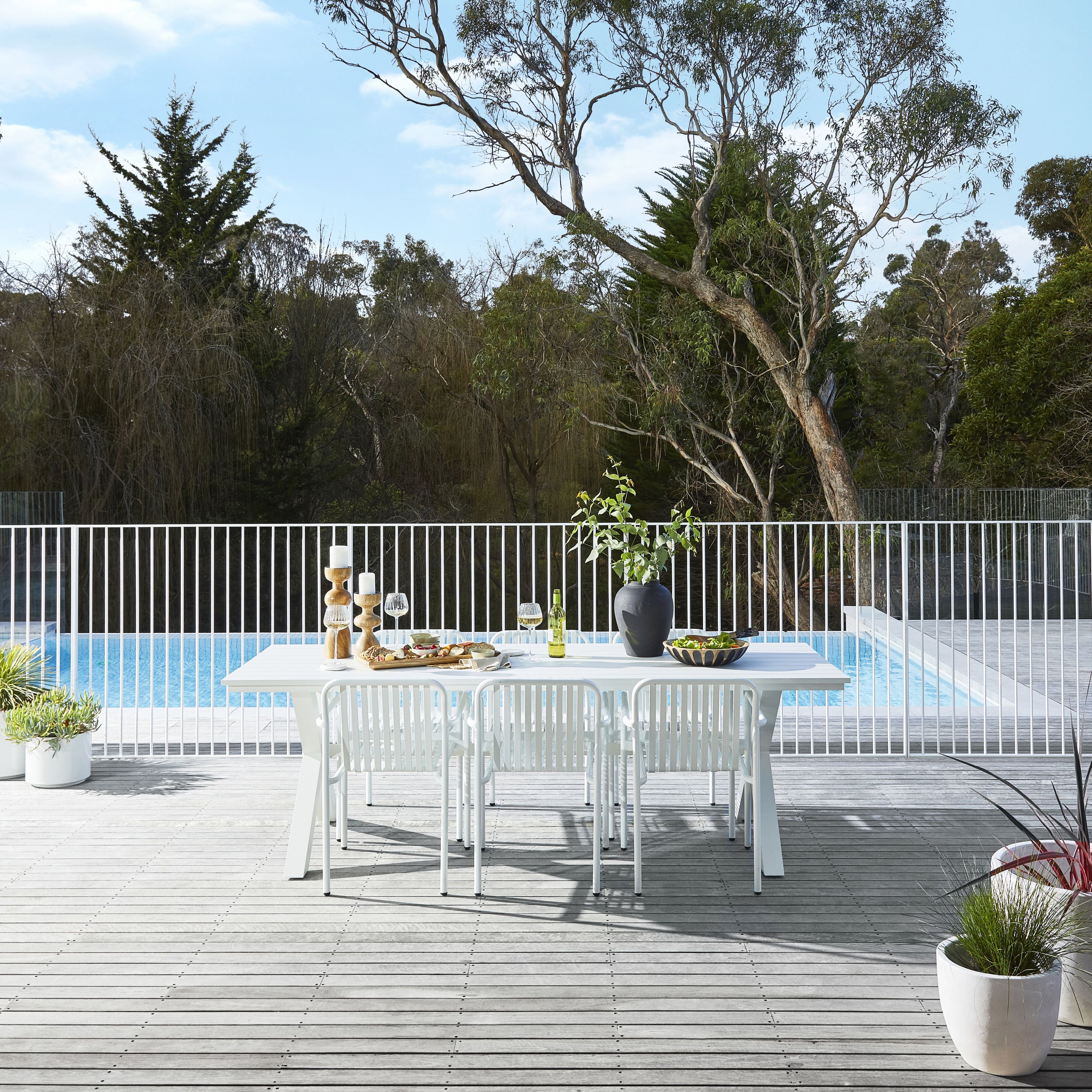 Blake Outdoor Aluminium Dining Table Gloss White 240cm