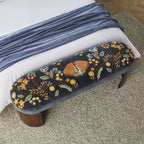 Banc Freya brodé en velours bleu foncé
